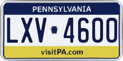 PA license plate LXV4600