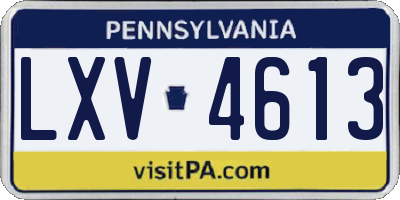 PA license plate LXV4613