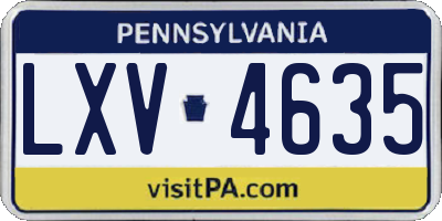 PA license plate LXV4635