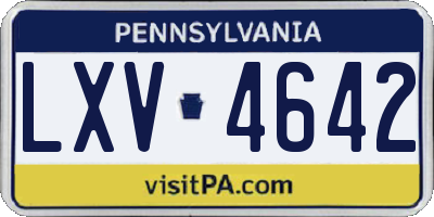 PA license plate LXV4642