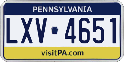 PA license plate LXV4651