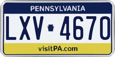 PA license plate LXV4670