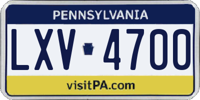 PA license plate LXV4700