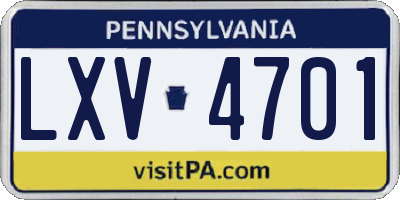 PA license plate LXV4701