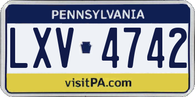 PA license plate LXV4742