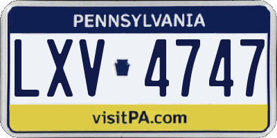 PA license plate LXV4747