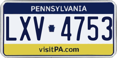 PA license plate LXV4753