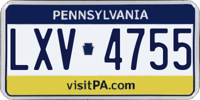 PA license plate LXV4755