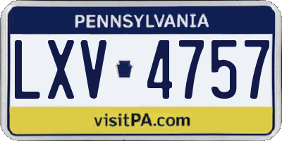 PA license plate LXV4757