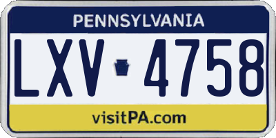 PA license plate LXV4758