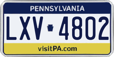 PA license plate LXV4802