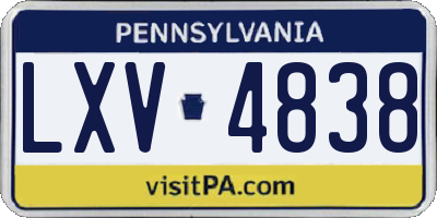 PA license plate LXV4838