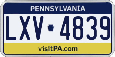 PA license plate LXV4839