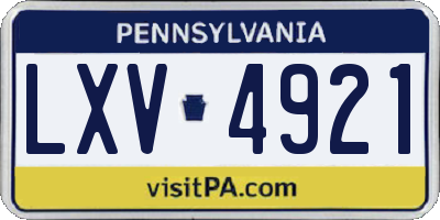 PA license plate LXV4921