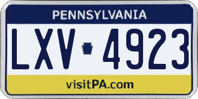 PA license plate LXV4923