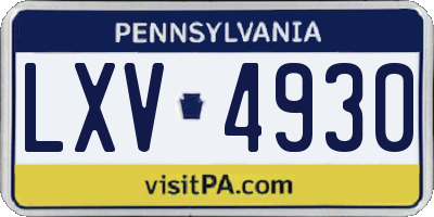 PA license plate LXV4930