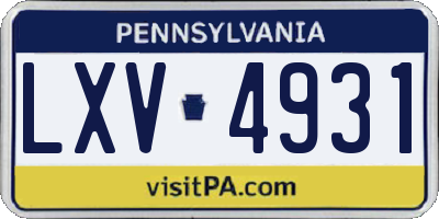 PA license plate LXV4931