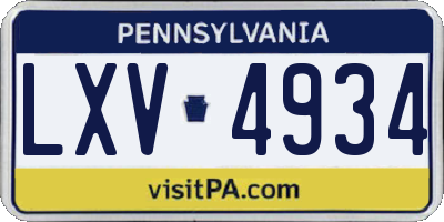 PA license plate LXV4934