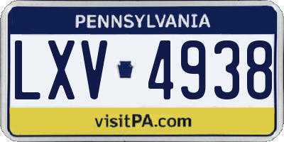PA license plate LXV4938