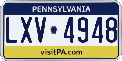 PA license plate LXV4948