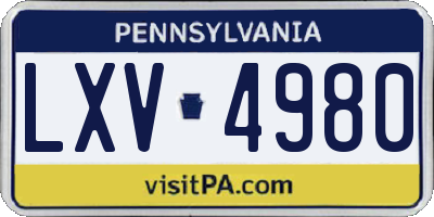 PA license plate LXV4980