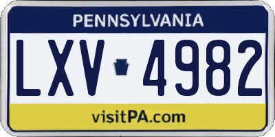PA license plate LXV4982