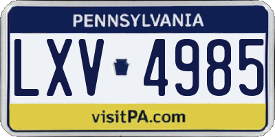 PA license plate LXV4985