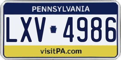PA license plate LXV4986