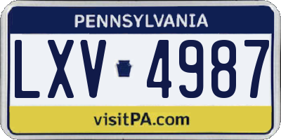 PA license plate LXV4987