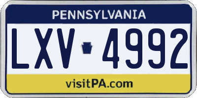 PA license plate LXV4992