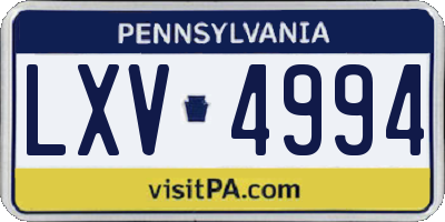 PA license plate LXV4994