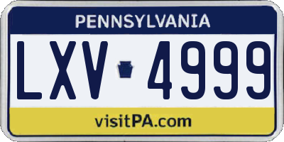 PA license plate LXV4999