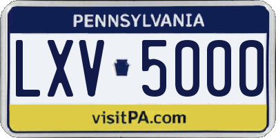 PA license plate LXV5000