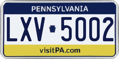PA license plate LXV5002