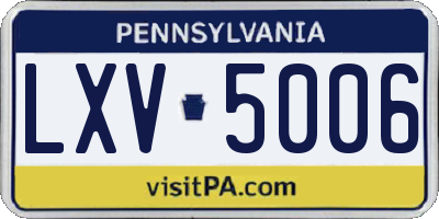 PA license plate LXV5006