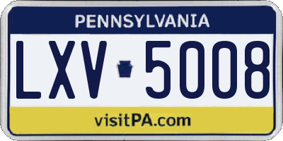 PA license plate LXV5008