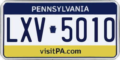 PA license plate LXV5010