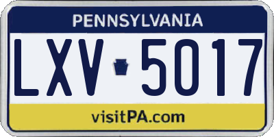 PA license plate LXV5017