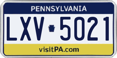 PA license plate LXV5021