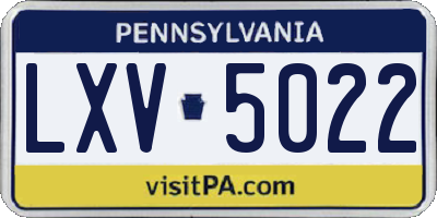 PA license plate LXV5022