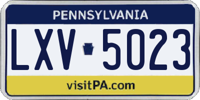 PA license plate LXV5023