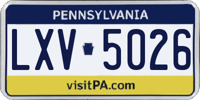 PA license plate LXV5026