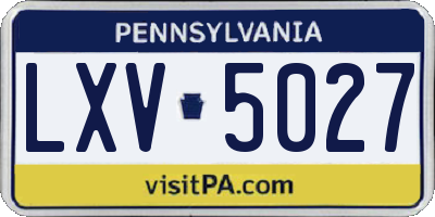 PA license plate LXV5027