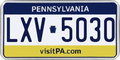 PA license plate LXV5030