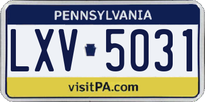 PA license plate LXV5031
