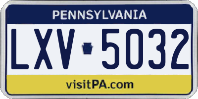 PA license plate LXV5032