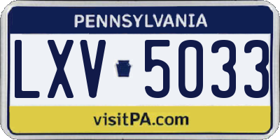 PA license plate LXV5033