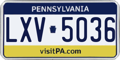 PA license plate LXV5036