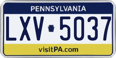 PA license plate LXV5037