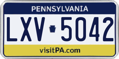 PA license plate LXV5042